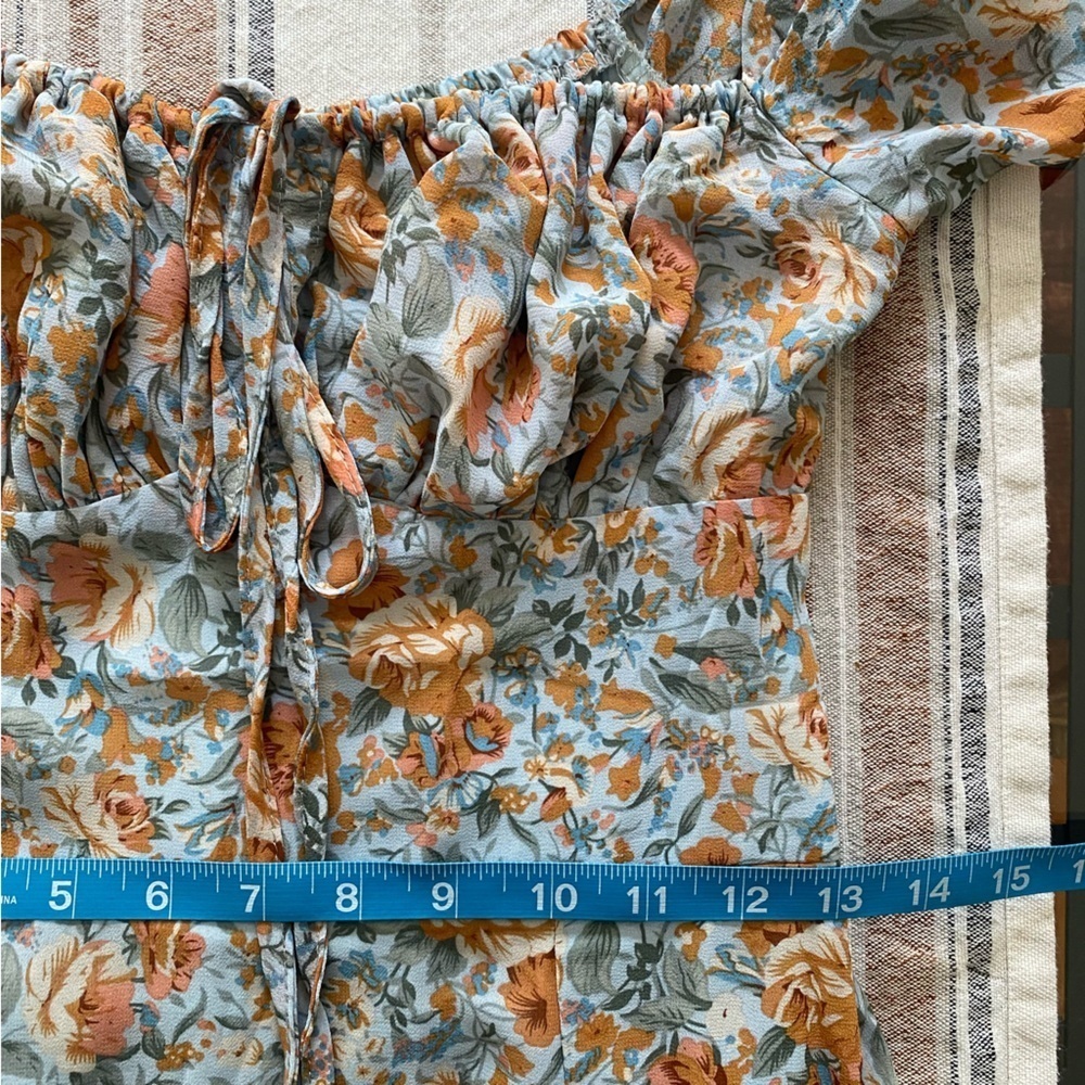 Petal & Pup Blue Orange Floral Gelasius Midi Maxi Dress 4 - Picture 14 of 16